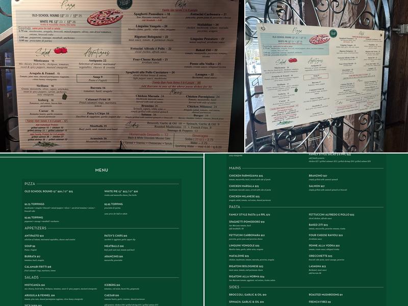 Patsy's Pizzeria Menu