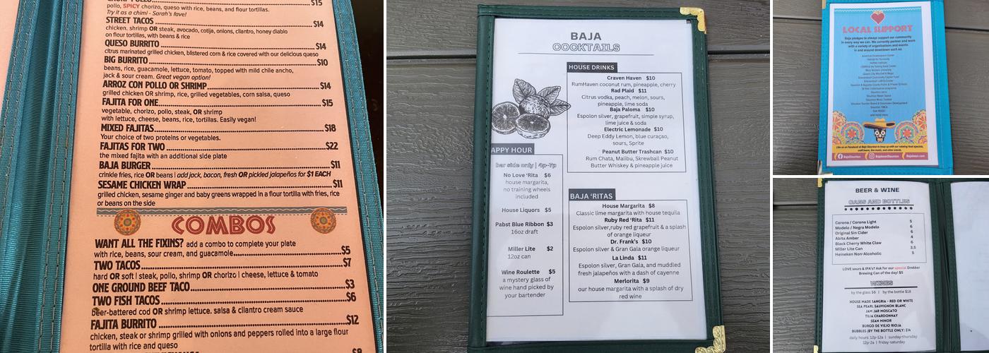Baja Bean Co Menu