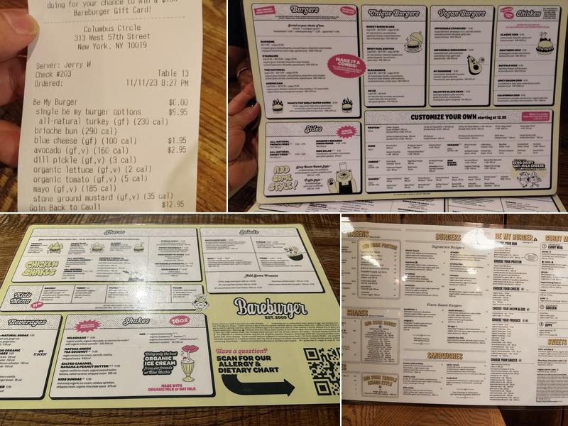 Bareburger Menu