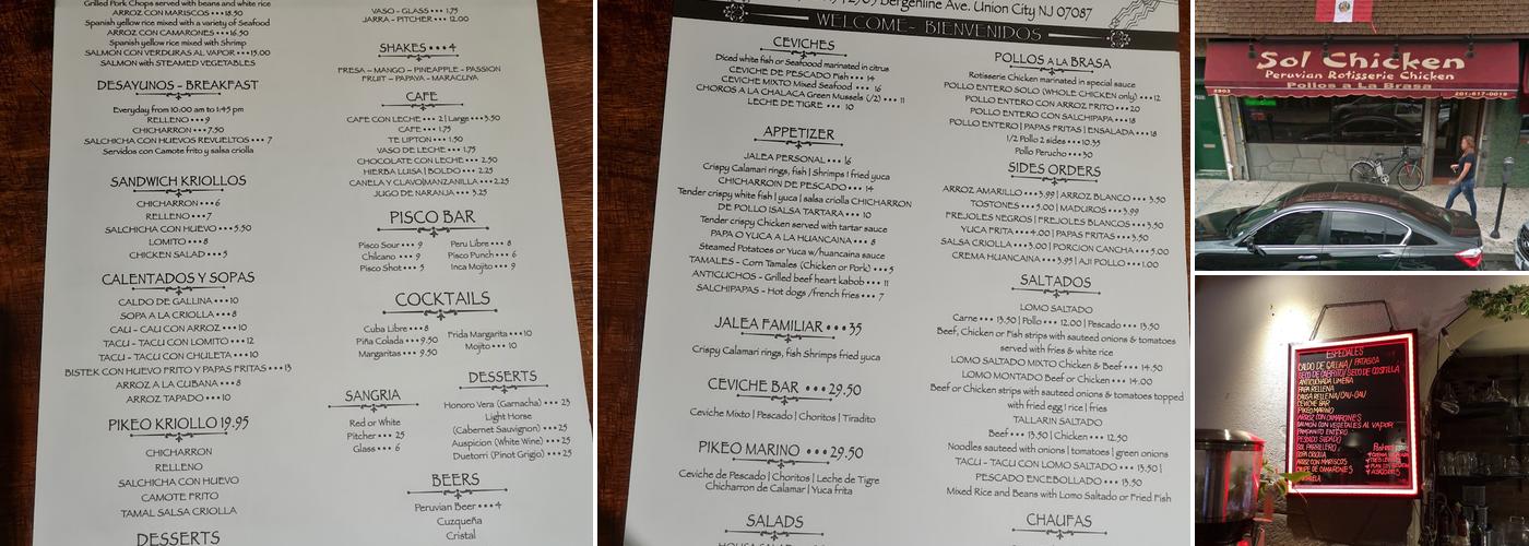 Sol Chicken Menu