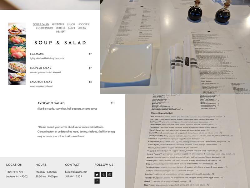 AKA Sushi Menu