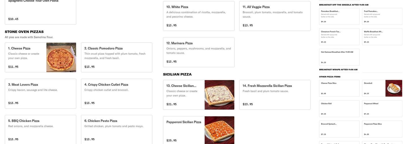 94 Corner Cafe Menu