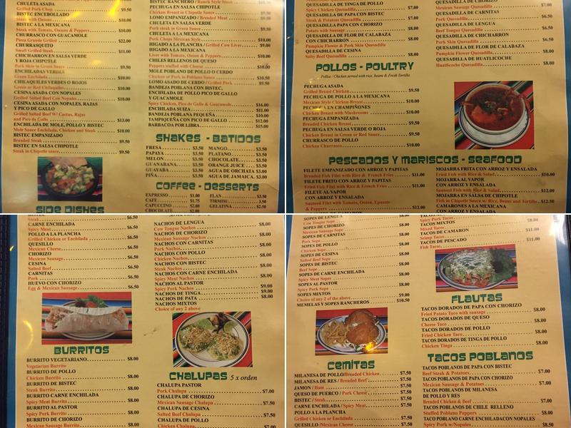 El Mole Poblano Menu