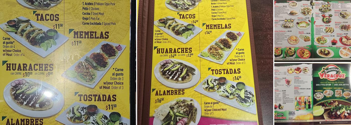 Taquerias Veracruz Menu