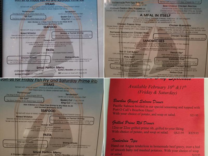 Port O'Call Harbor Center Menu