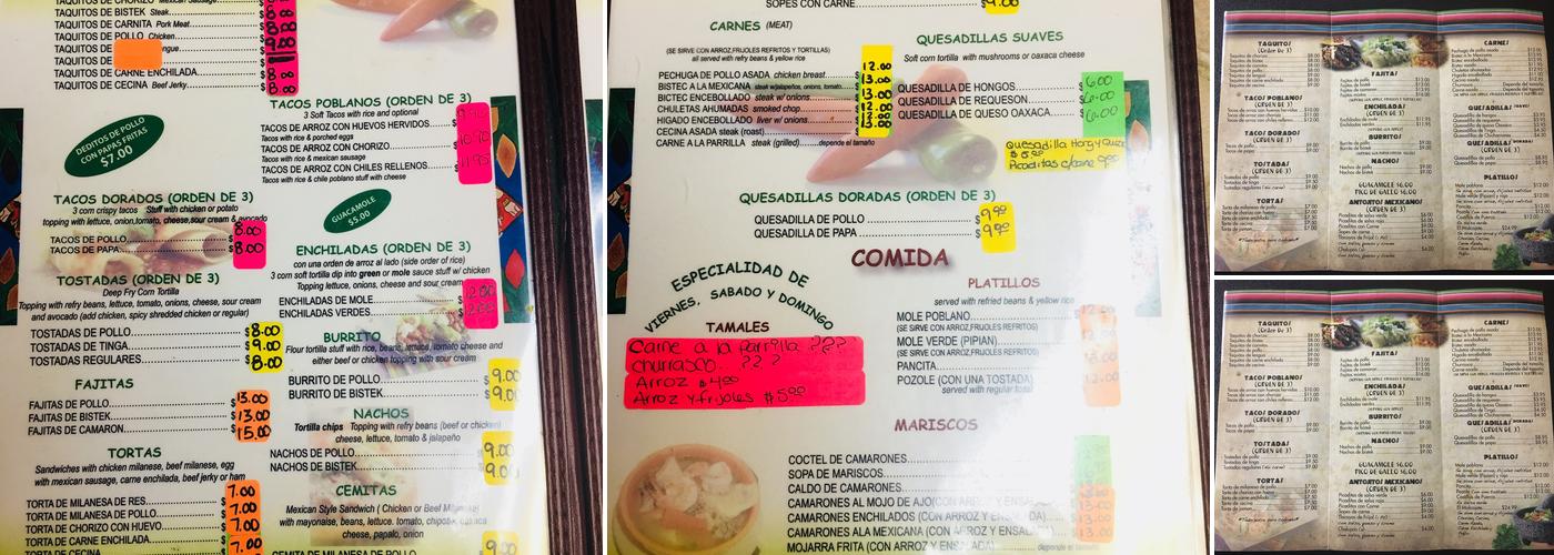 Sabor A Mexico Menu