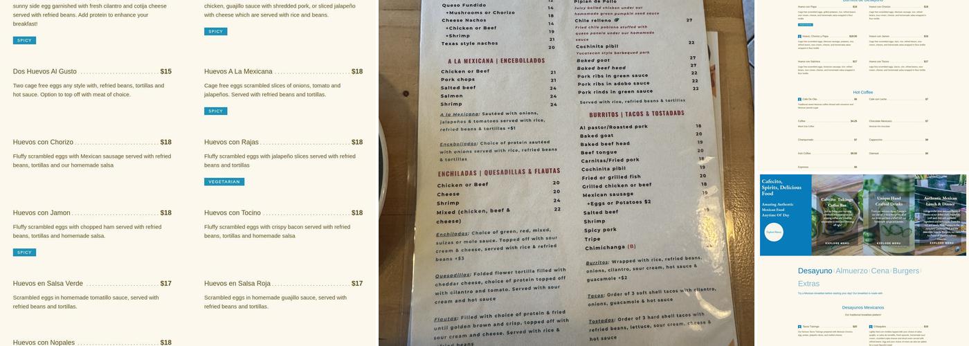 Tulcingo Del Valle Restaurant Menu