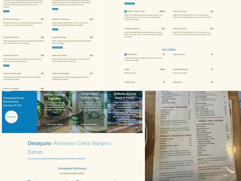 Tulcingo Del Valle Restaurant Menu