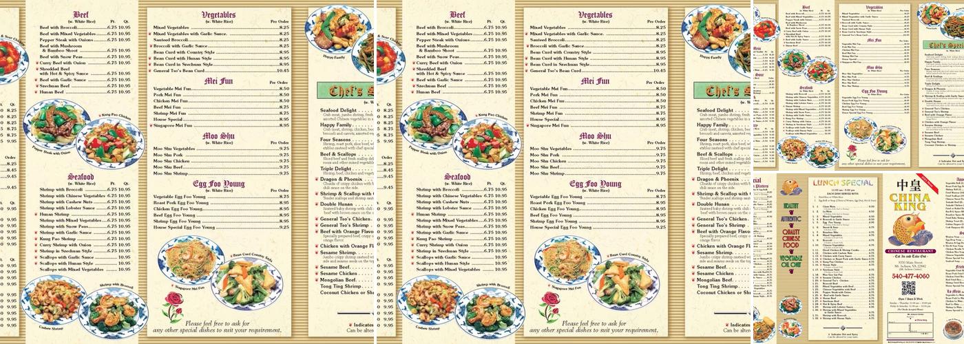 China King Menu