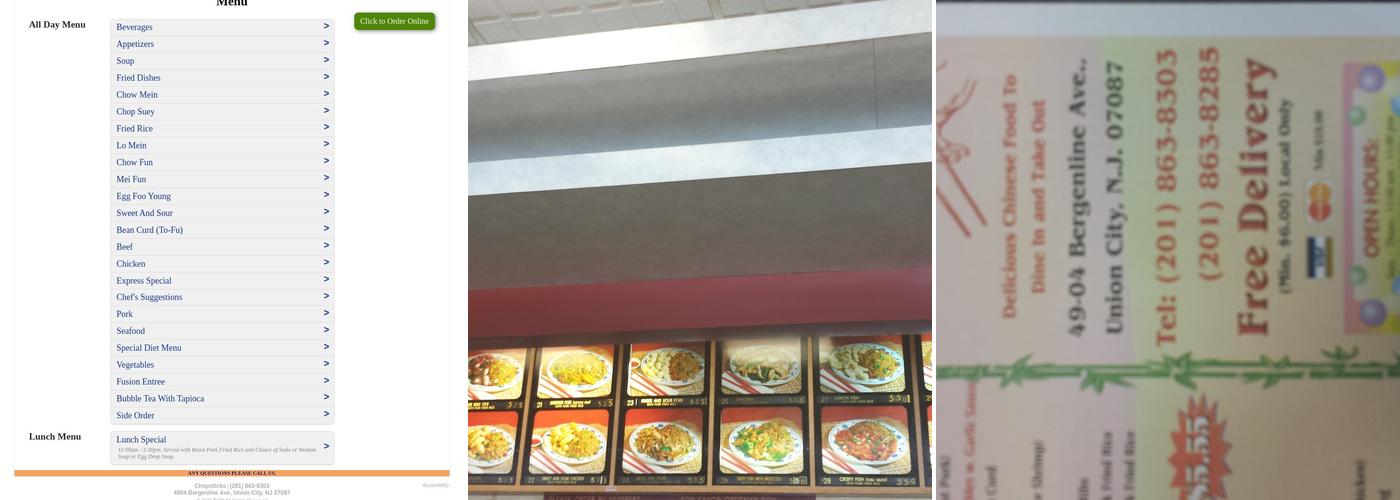 Chopsticks - Chinese Restaurant Menu