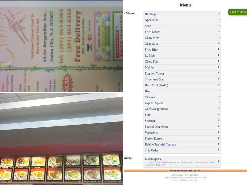 Chopsticks - Chinese Restaurant Menu