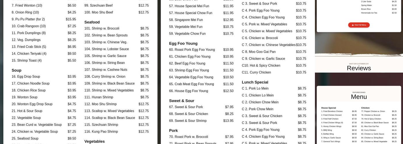 Xin Lin Menu