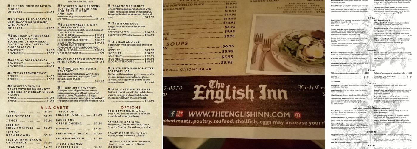 The English Inn Menu