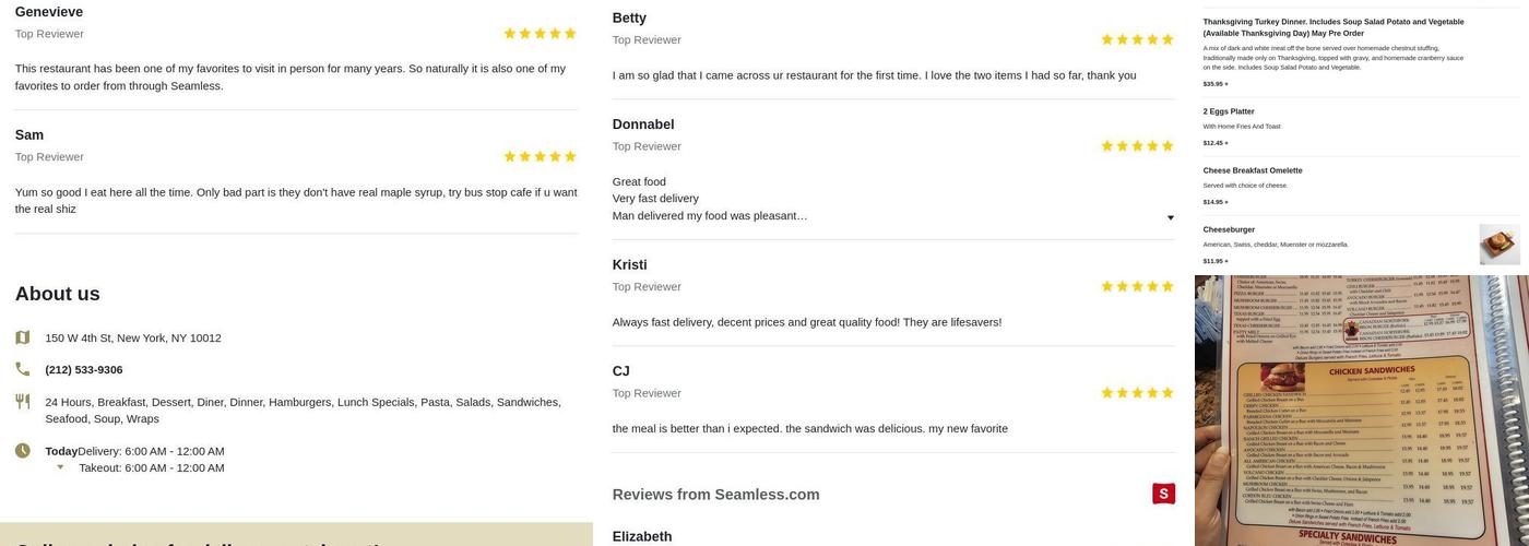 Washington Square Diner Menu