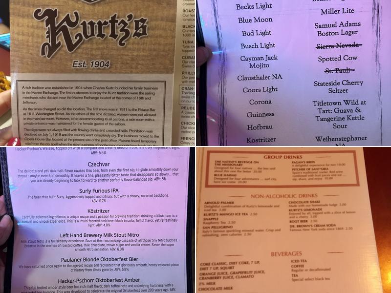Kurtz's Pub & Deli Menu