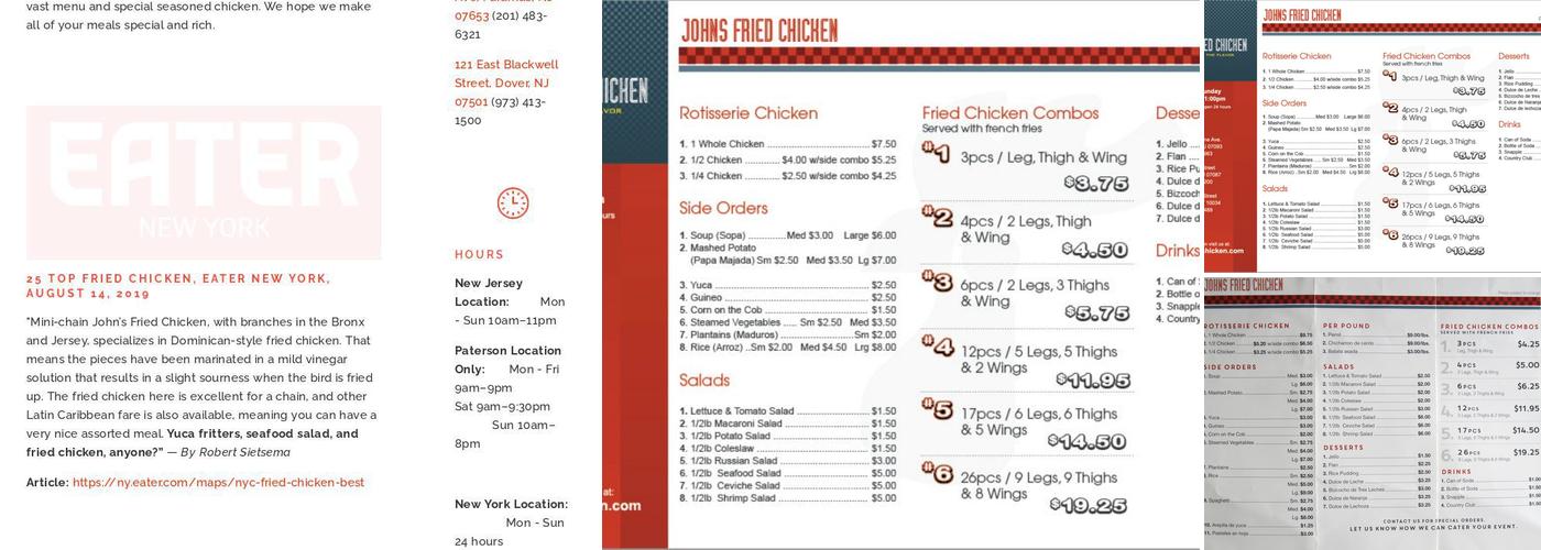 John's Fried Chicken Menu