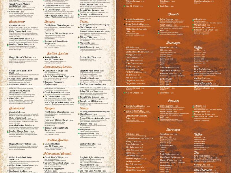 Cluanie Bar & Kitchen Menu