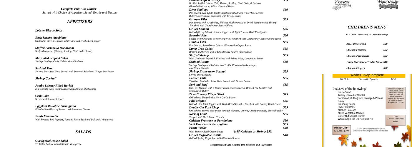Ponte Vecchio Menu