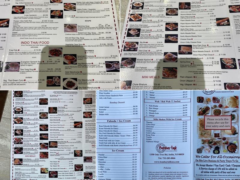 Dimple's Bombay Talk Catering Services Menu