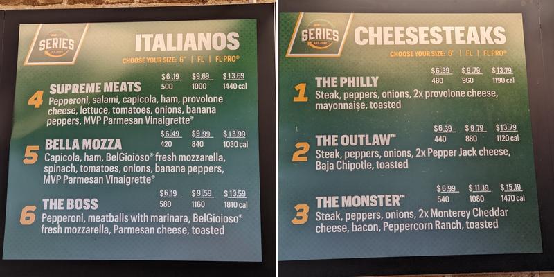 Subway Menu