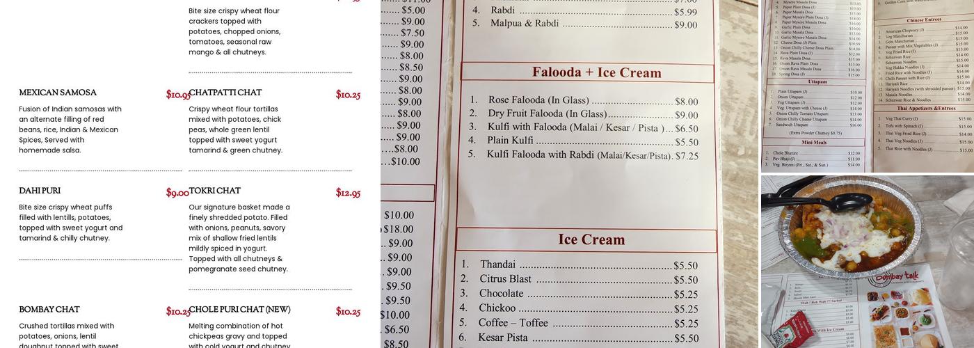 Dimple's Bombay Talk Menu