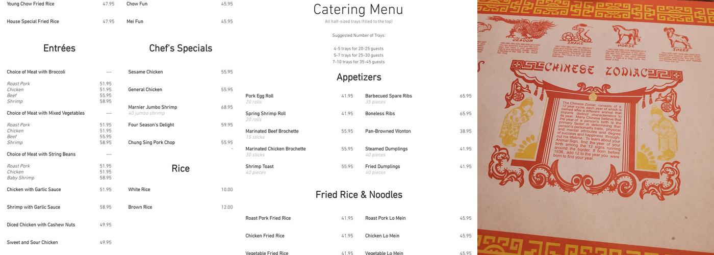 Chung Sing Menu