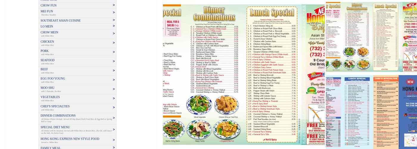 Hong Kong Express Menu
