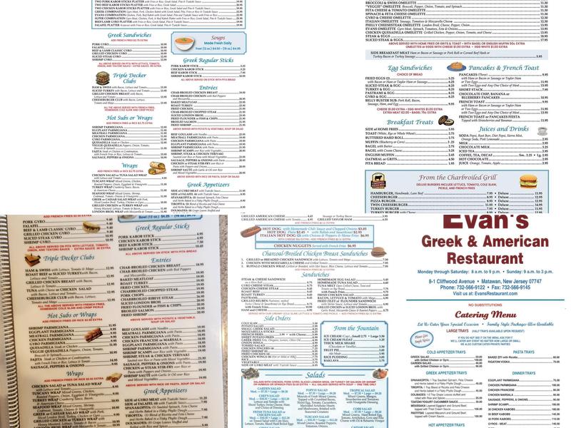 Evan's Restaurant Menu