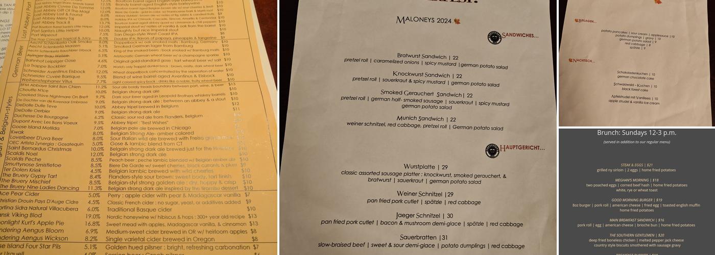 Maloney's Pub & Grill Menu