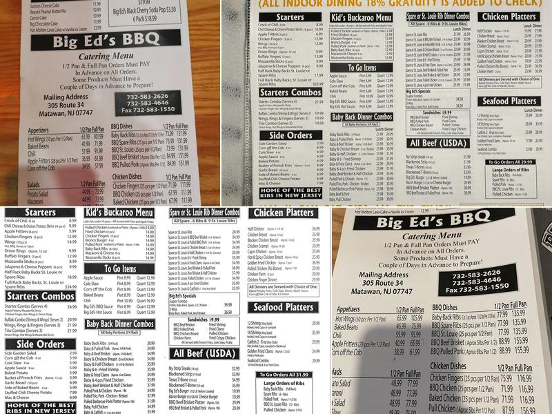 Big Ed's Barbecue Menu