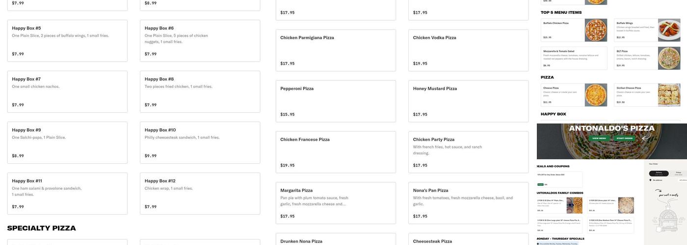 Antonaldo's Pizza Menu