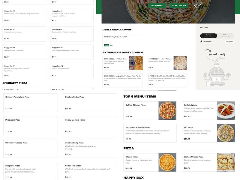 Antonaldo's Pizza Menu