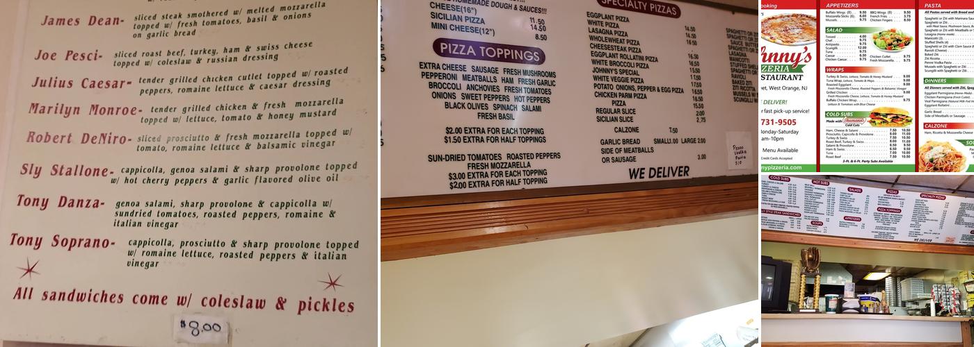Johnny's Pizzeria Menu
