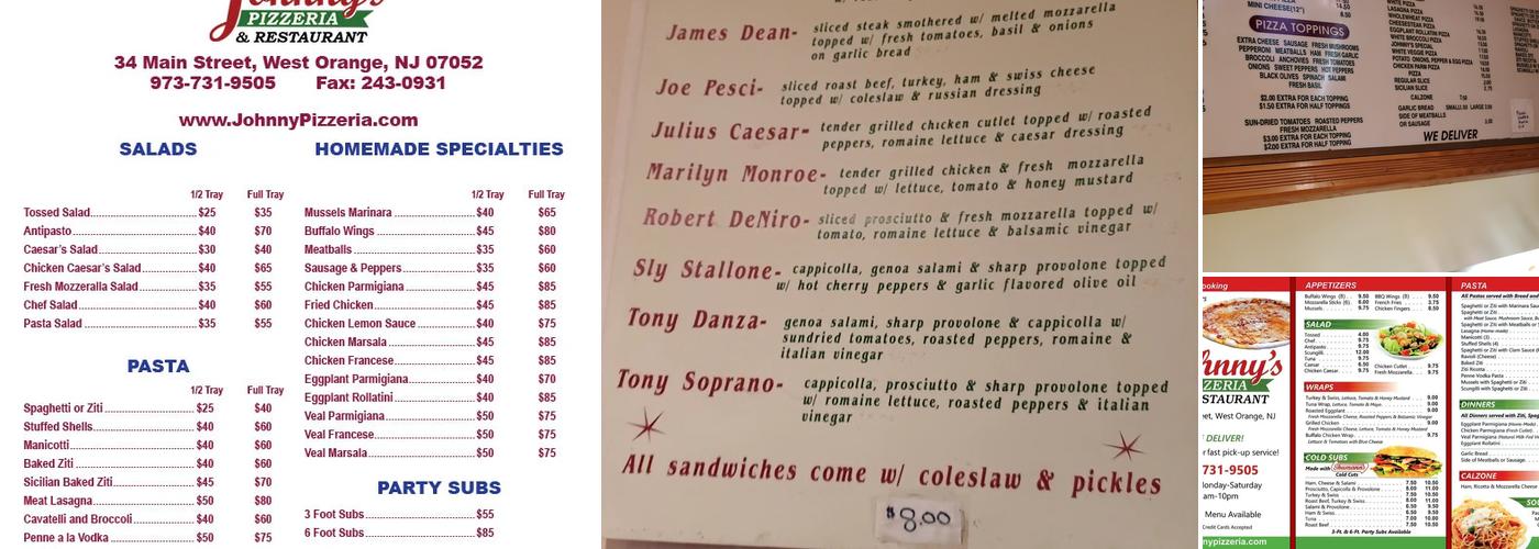 Johnny's Pizzeria Menu