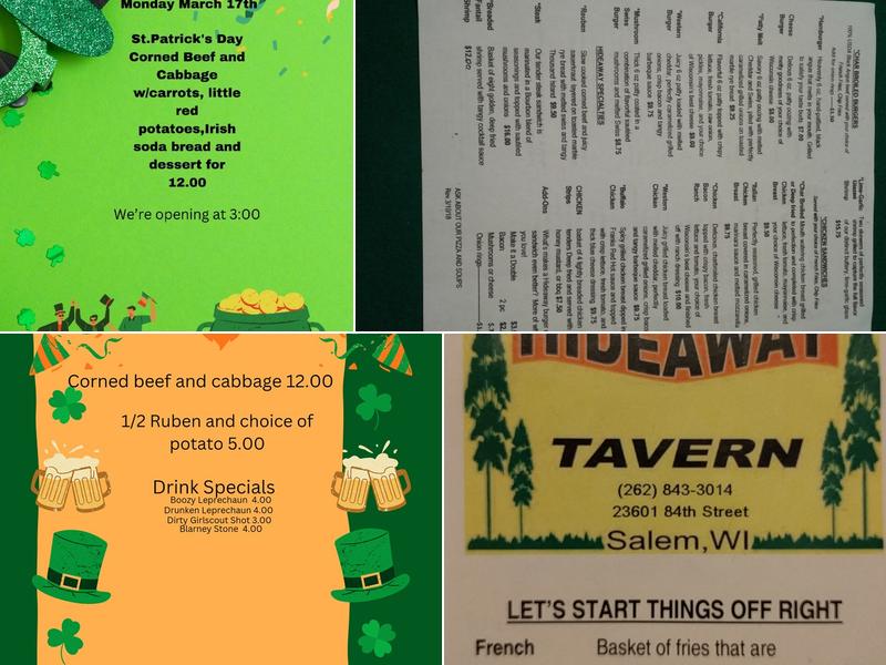 Hideaway Menu