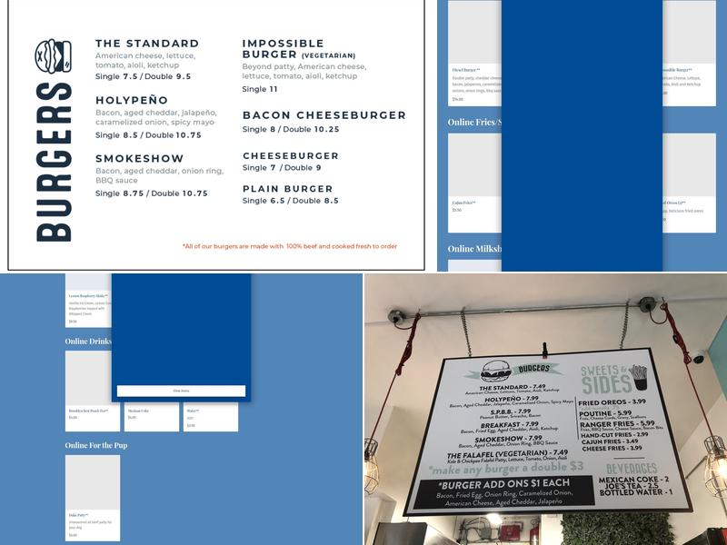 Diesel and Duke Menu