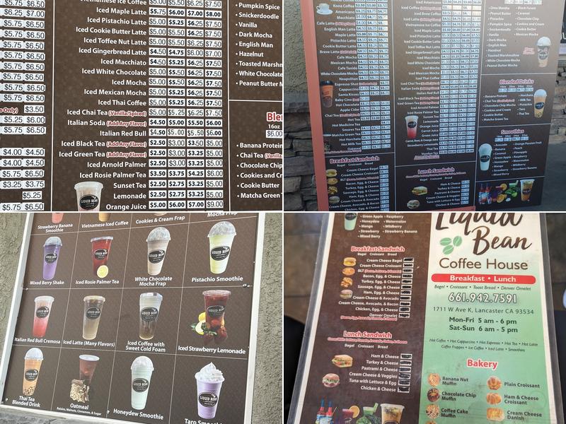 Liquid Bean Coffee House Menu