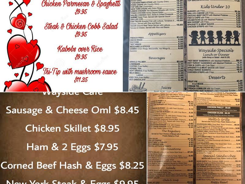 Wayside Cafe Menu