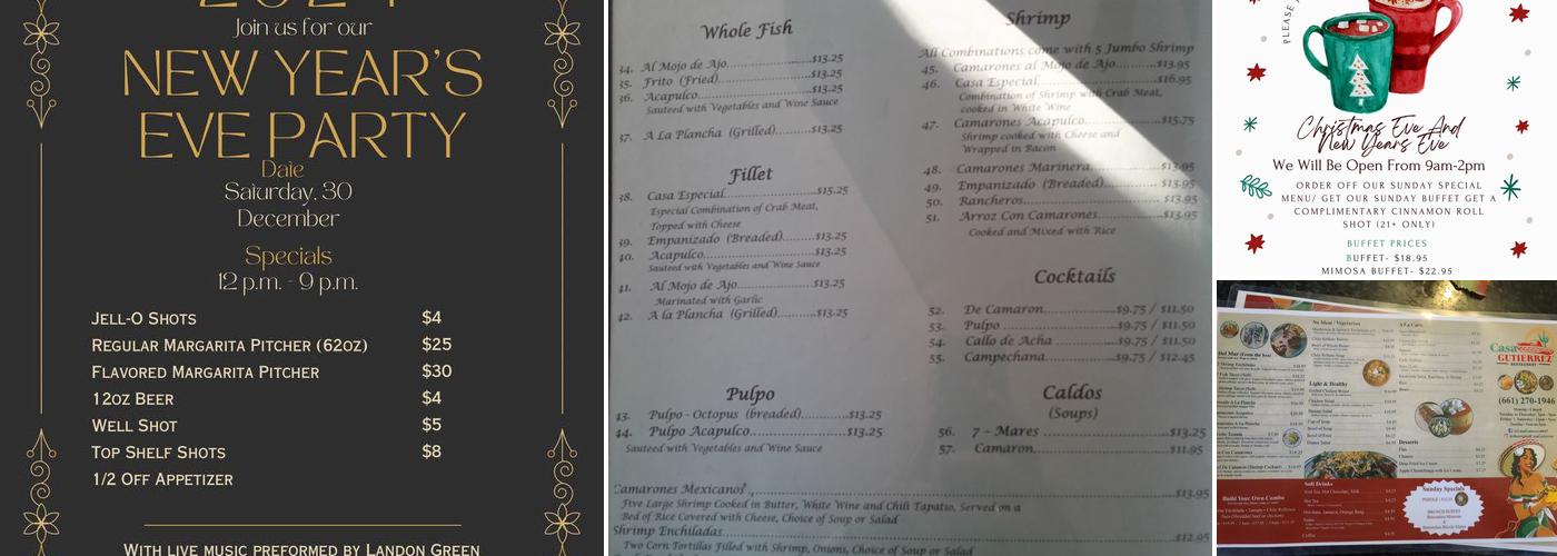 Casa Gutierrez Menu