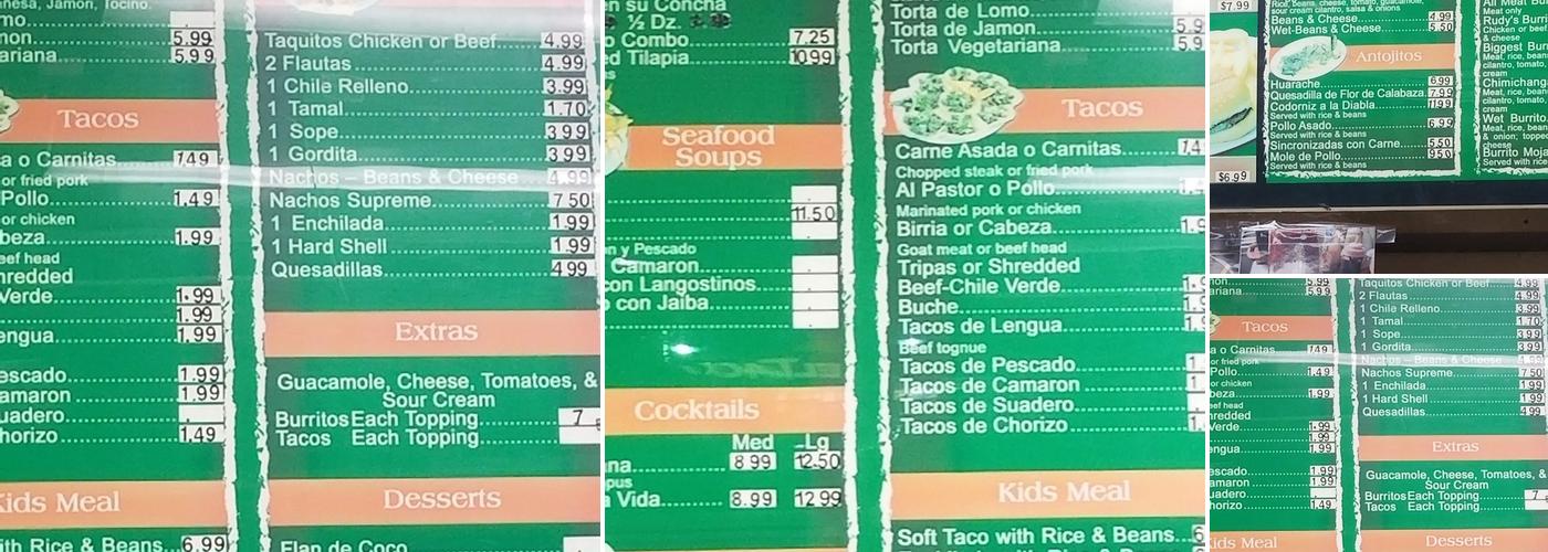 Tacos Si Señor Menu