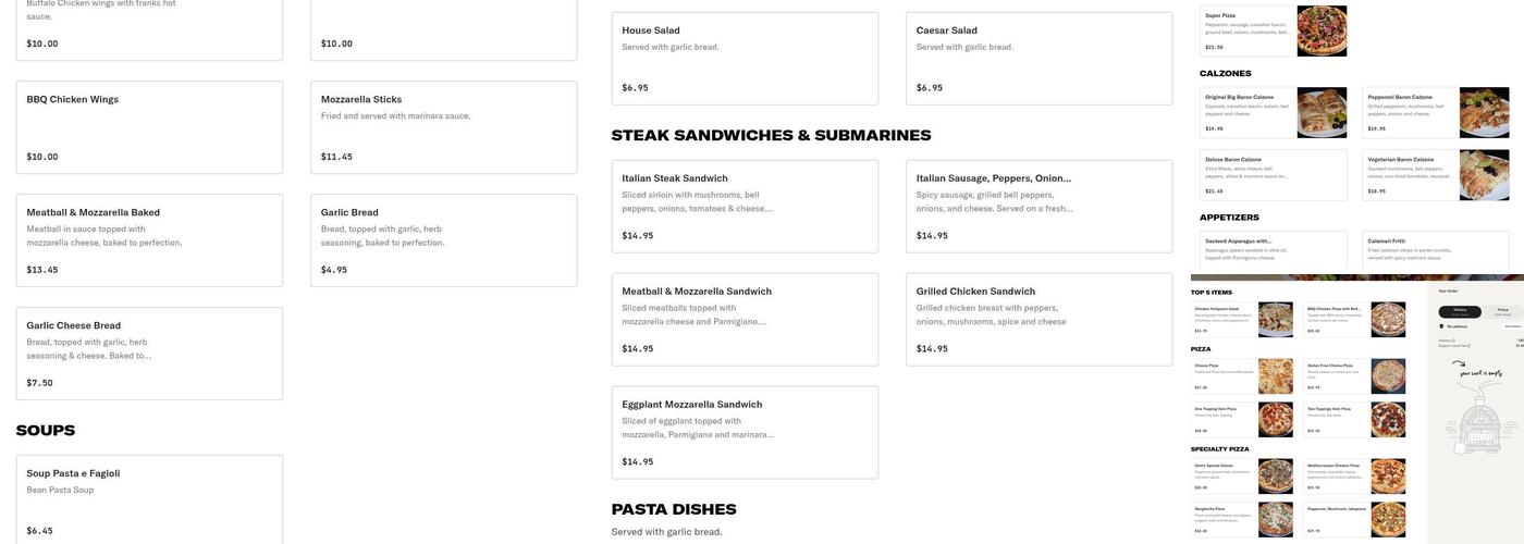 Gino's Ristorante Menu