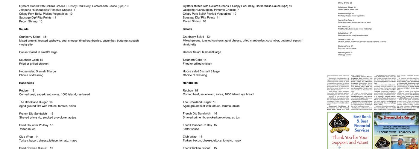 Brookland Eats Menu