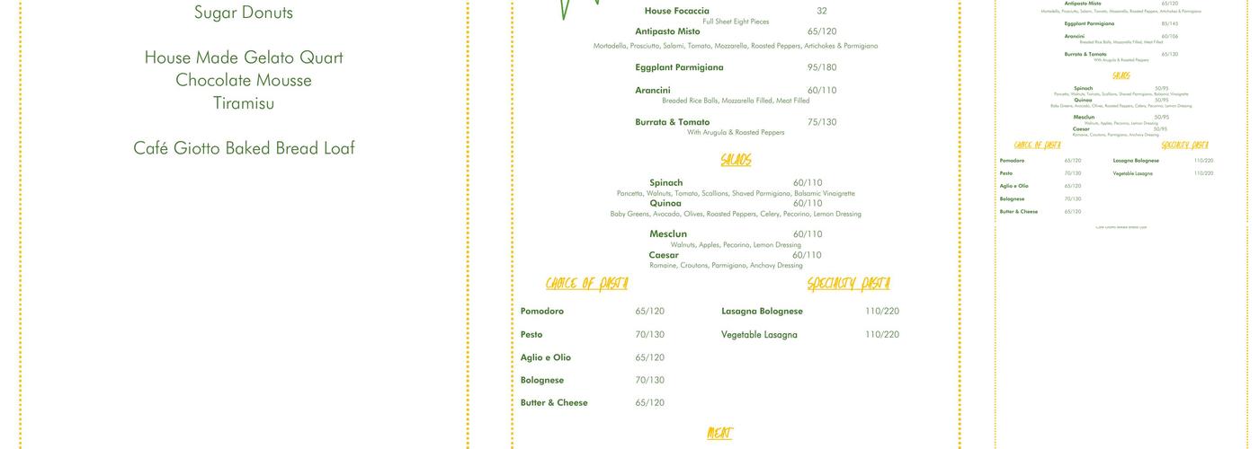 Cafè Giotto Menu