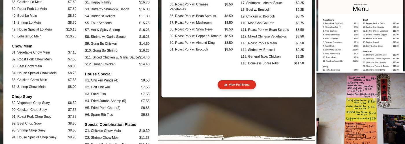 Long Hing Restaurant Menu