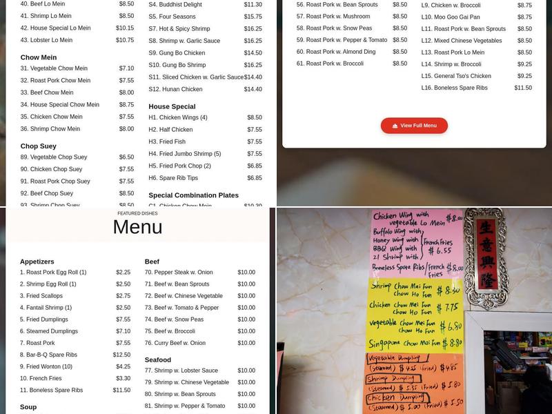 Long Hing Restaurant Menu