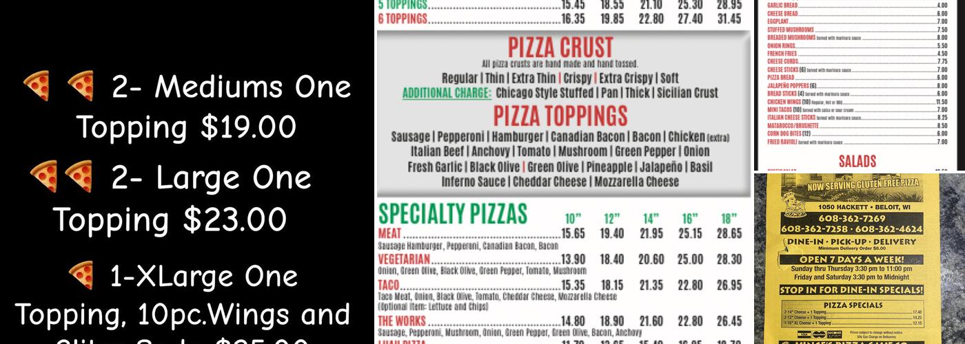 Vince's Pizzaria Menu