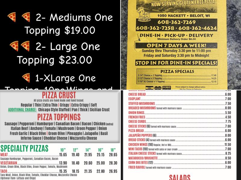 Vince's Pizzaria Menu