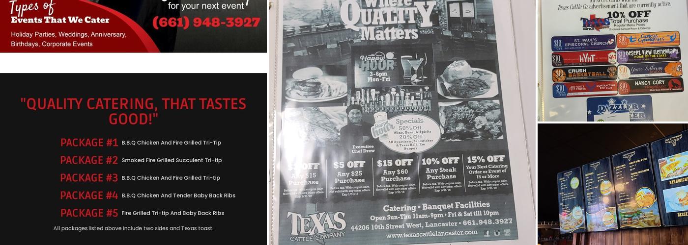 Texas Cattle Co Menu