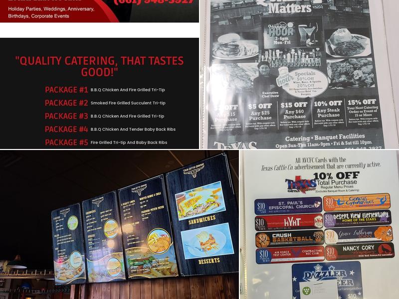 Texas Cattle Co Menu