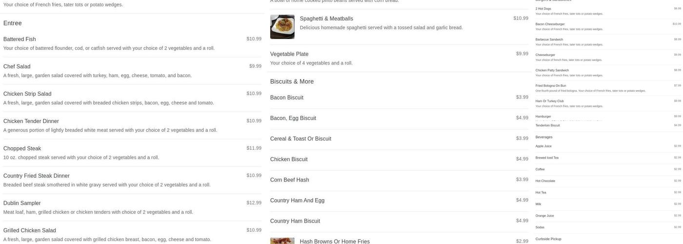 Patty's Kitchen Menu